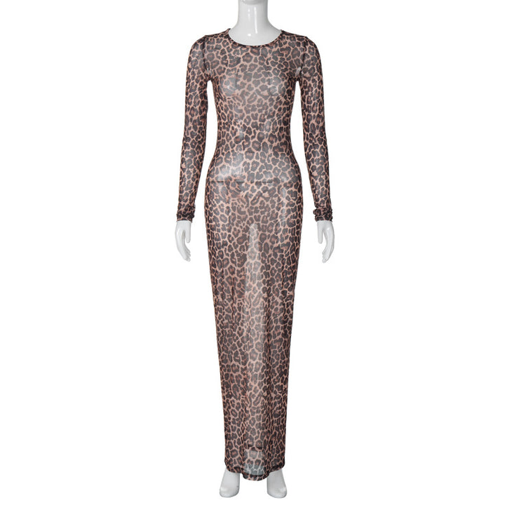 Damen Maxikleid mit elegantem Leopardenmuster Drune