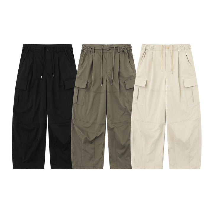 Herren Cargo-Caprihose mit elastischem Bund, Tunnelzug und Utility‑Taschen Drune