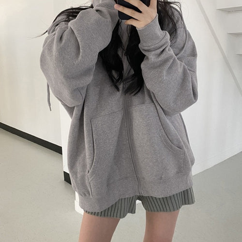 Damen Cozy Übergroße Zip-Up Hoodie Drune