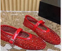 Damen Strass-beschmückte Mary Jane Flats Drune
