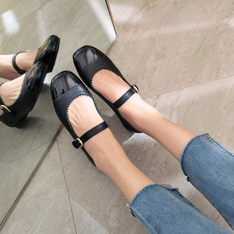 Damen elegante Mary Jane Schuhe mit modischen Riemchen und glänzenden Details Drune