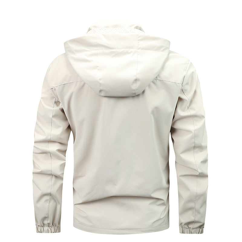 Herren nan wasserfeste Kapuzen-Regenjacke mit Mehrfach-Taschen und winddichter Membran Drune