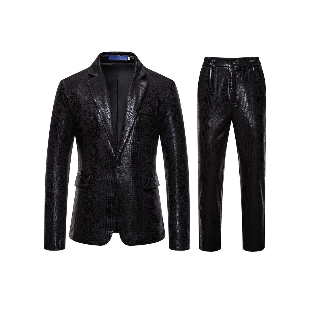 Herren Zweiteiliges Glamour-Anzugset mit metallischem Kroko-Effekt und schmaler Silhouette Drune