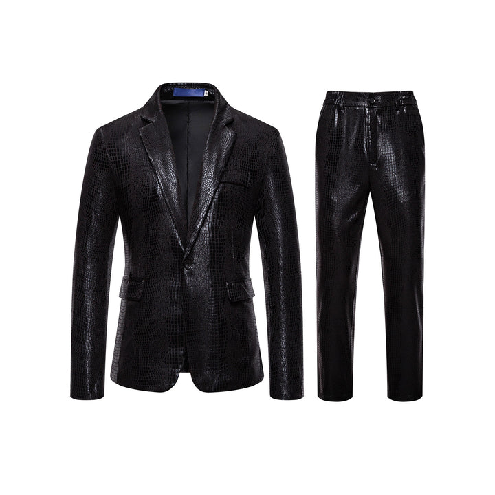 Herren Zweiteiliges Glamour-Anzugset mit metallischem Kroko-Effekt und schmaler Silhouette Drune