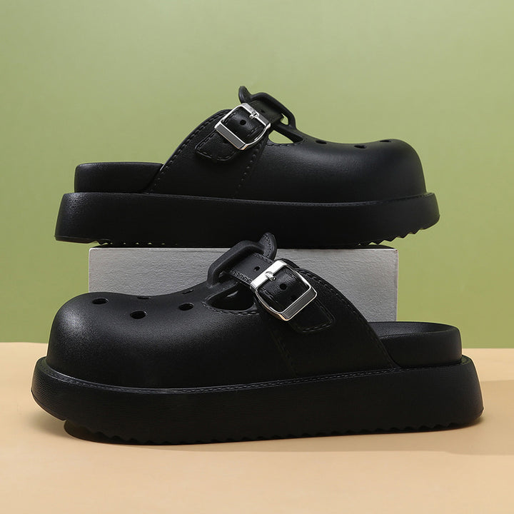 Femme Geknöpfte Plattform Clogs Drune