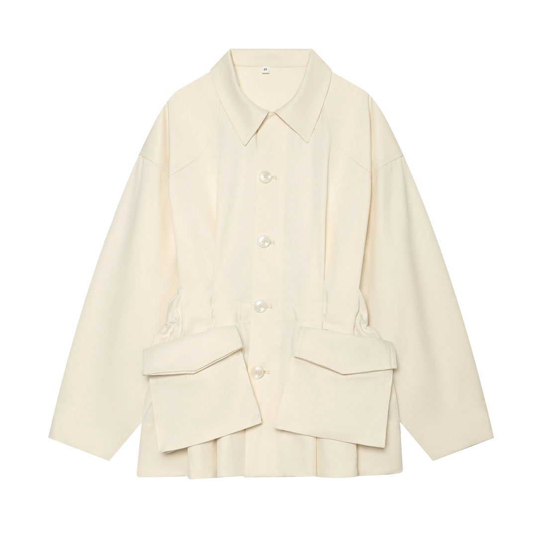 Damen nan oversized Utility-Jacke mit markanten Klappentaschen und Kordelzug Drune