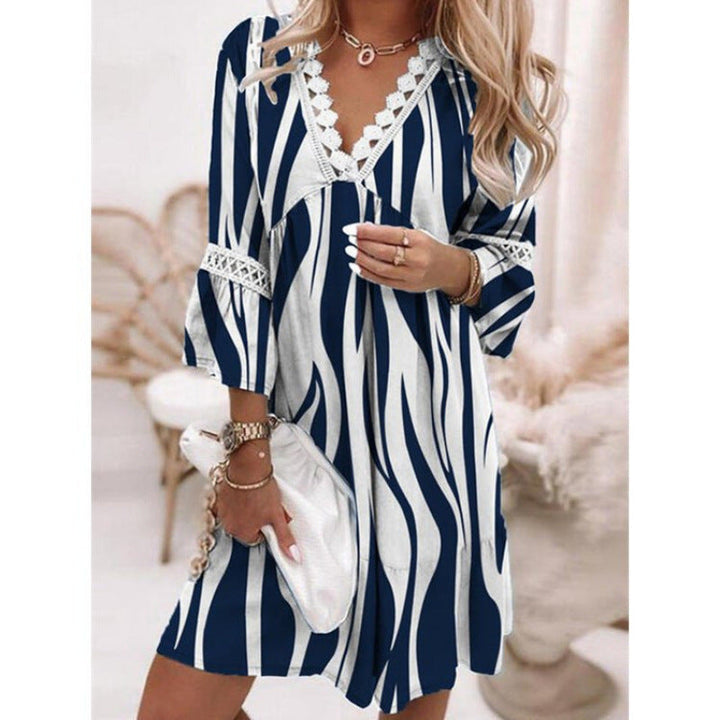 Damen Blumiges Tunika-Kleid mit Spitzenakzenten Drune