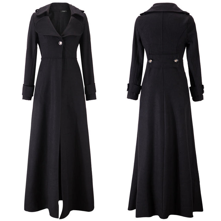 Damen eleganter Trenchcoat mit asymmetrischem Revers und praktischen Taschen Drune