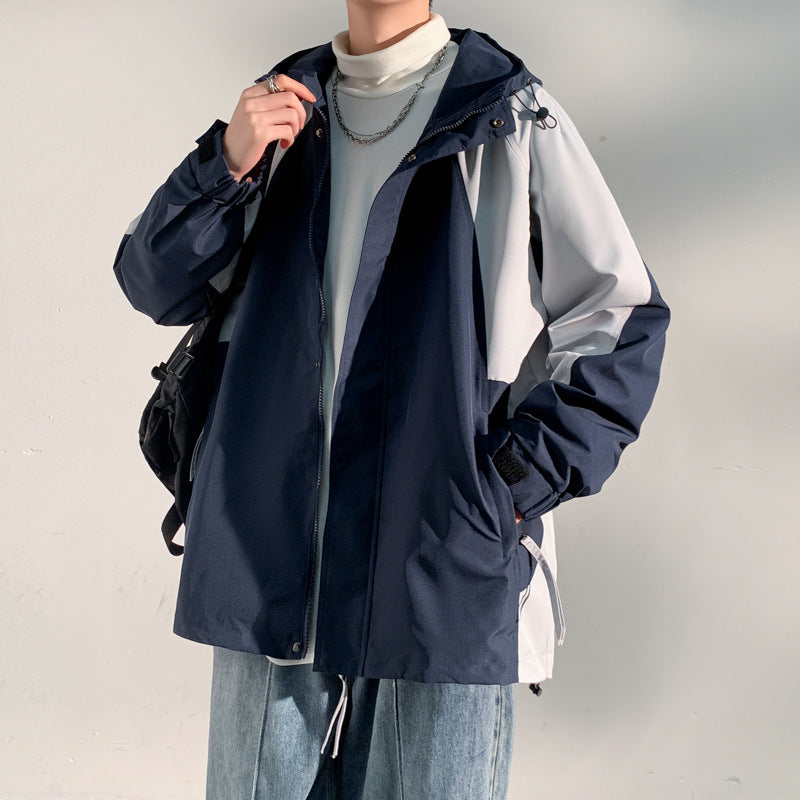 Herren zweilagige Softshell-Overlayerjacke mit Kapuze, wind- und wasserabweisender Membran und verstellbarem Saum Drune