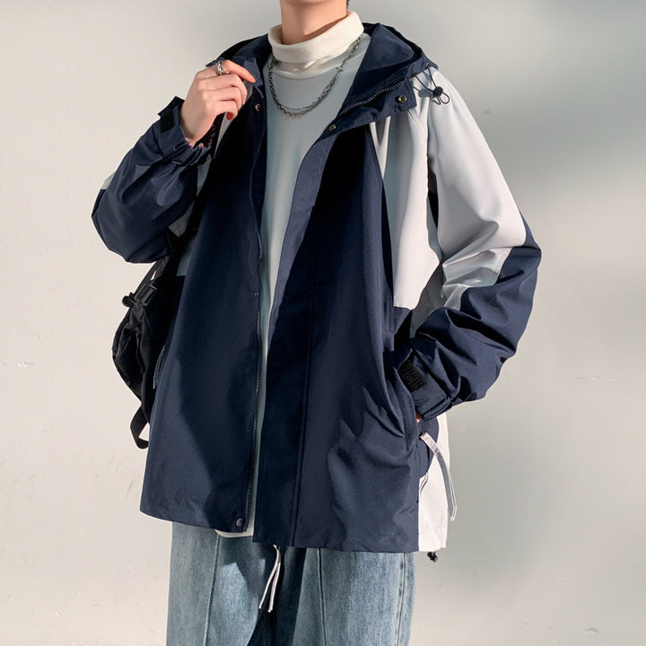 Herren zweilagige Softshell-Overlayerjacke mit Kapuze, wind- und wasserabweisender Membran und verstellbarem Saum Drune