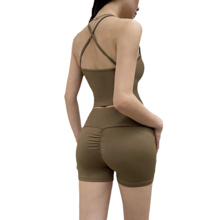 Damen Sportliches Crop-Top und Shorts-Set mit verstellbarem Bund Drune