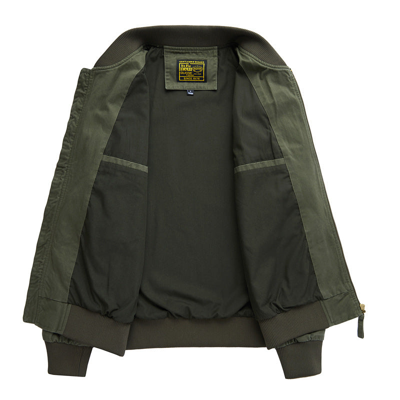 Herren  Baumwoll-Twill Utility Flight Bomberjacke mit geripptem Saum, Ärmeln, Reißverschlusstaschen und verstärkten Patten pockets Drune