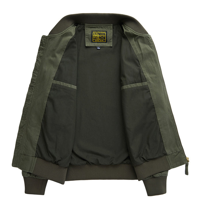 Herren  Baumwoll-Twill Utility Flight Bomberjacke mit geripptem Saum, Ärmeln, Reißverschlusstaschen und verstärkten Patten pockets Drune