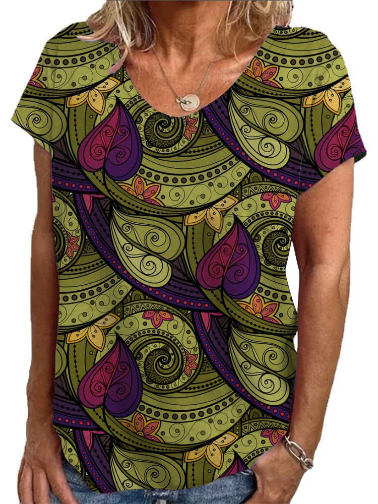 Damen Lockere Bluse mit buntem Paisleymuster Drune
