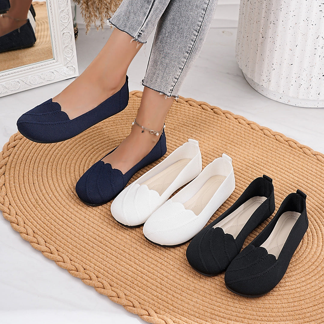 Damen Ballerinas mit elegantem Wellenmuster und rutschfester Sohle Drune