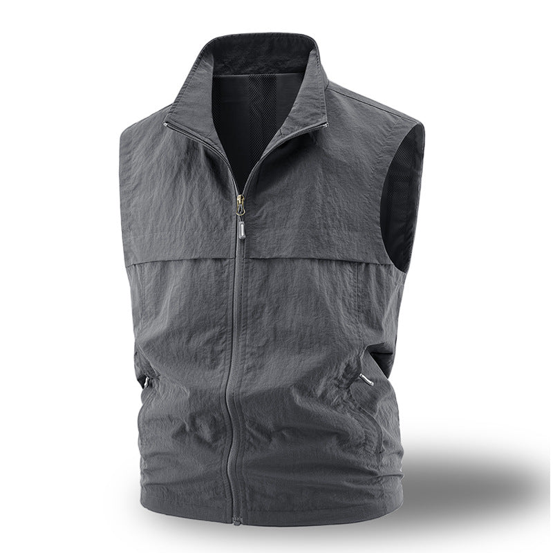Herren Leichte atmungsaktive Outdoor-Weste mit Mesh-Futter, durchgehendem Reißverschluss & Reißverschlusstaschen Drune