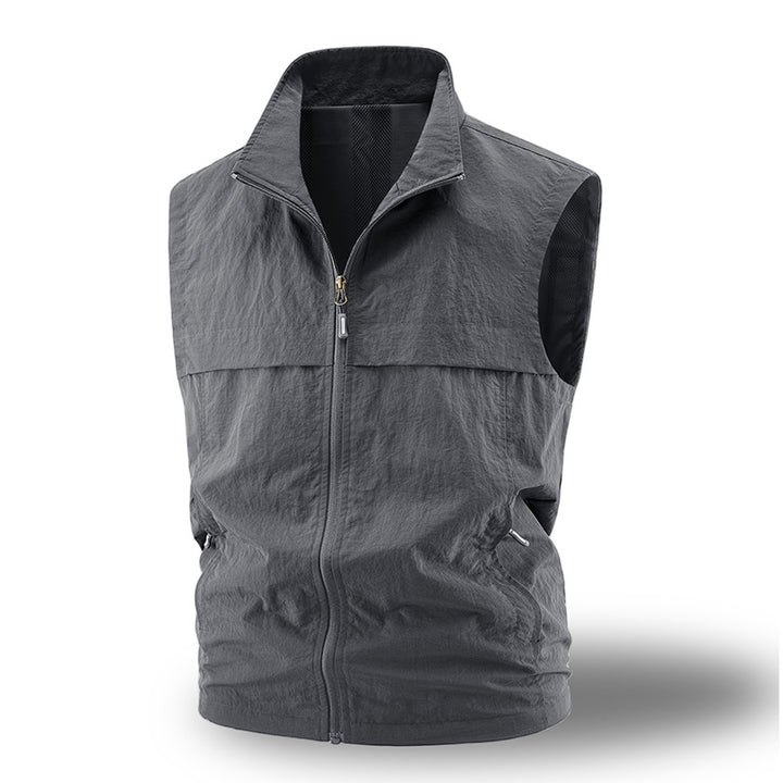 Herren Leichte atmungsaktive Outdoor-Weste mit Mesh-Futter, durchgehendem Reißverschluss & Reißverschlusstaschen Drune