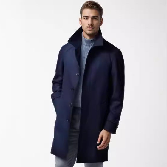 Herren klassischer Trenchcoat mit stilvollem Gürtel und doppelter Knopfreihe Drune