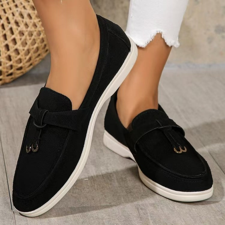 Damen nan bequeme Slip-On Loafer mit dekorativem Quastenbesatz und ergonomischer Gummisohle Drune