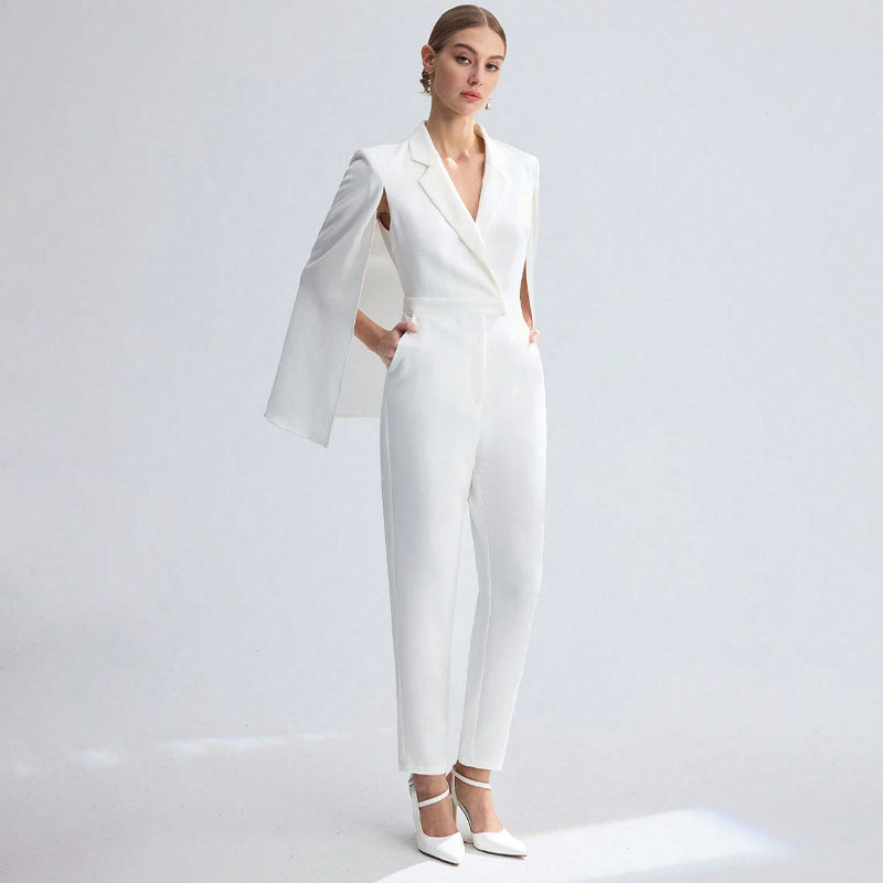 Damen Eleganter Jumpsuit mit Cape-Detail Drune