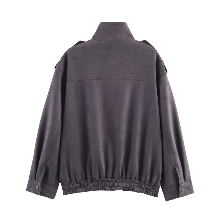 Damen modische Utility-Jacke mit hohem Kragen und praktischen Taschen Drune