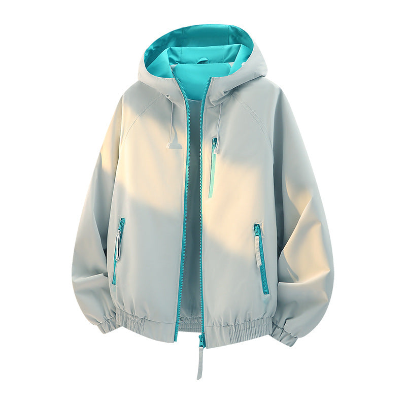 Damen Leichte Kapuzen‑Shelljacke im Urban‑Look mit kontrastfarbenem Futter, Reißverschlusstaschen und elastischem Bund Drune