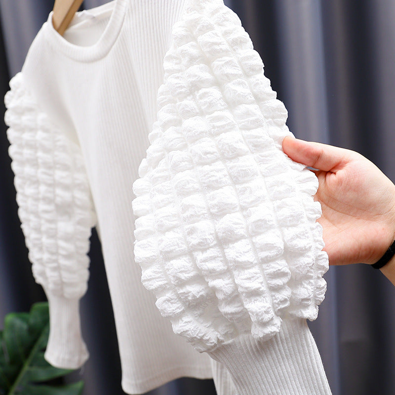 Damen modischer Pullover mit voluminösen Rüschärmeln Drune