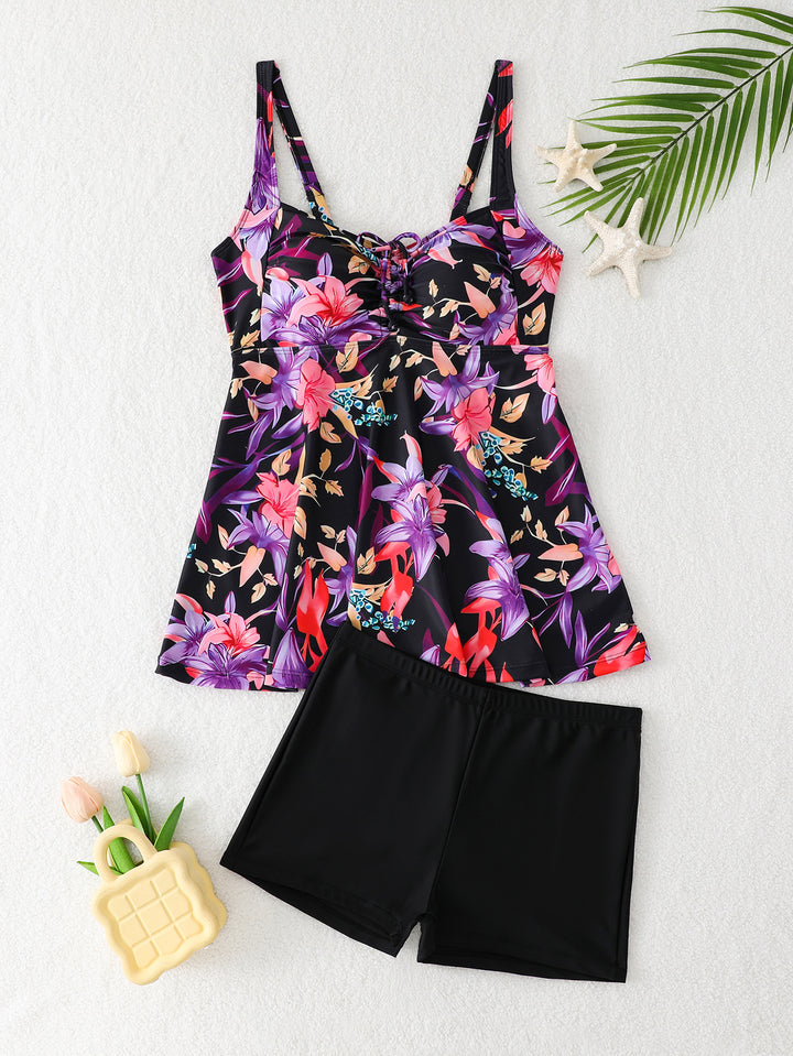 Damen Buntes Schwimmbadkleid mit verstellbaren Trägern Drune