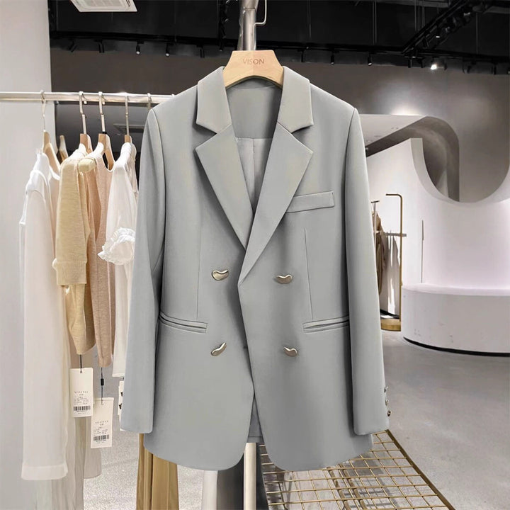 Damen Modischer Zweireiher Blazer Drune