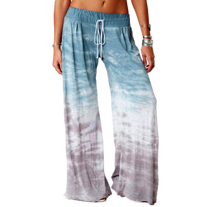 Damen weite Batik-Hose mit Kordelzug, Plissee und Seitentaschen Drune