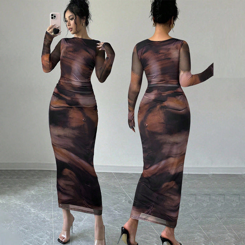 Damen Elegantes Wickelkleid mit Struktur Drune