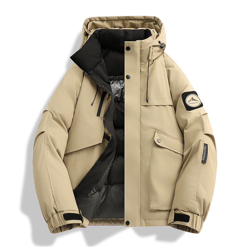 Herren wattierte Kapuzen-Winterjacke mit winddichter Außenhülle, gesteppter Thermofütterung und multifunktionalen Taschen Drune