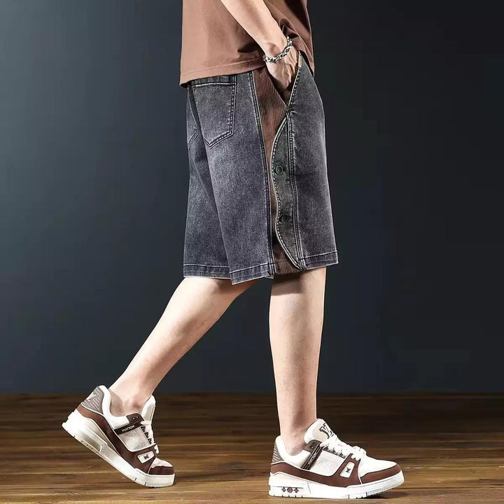 Herren lockere Denim-Shorts mit knielangem Schnitt und verstellbarem Kordelzug Drune