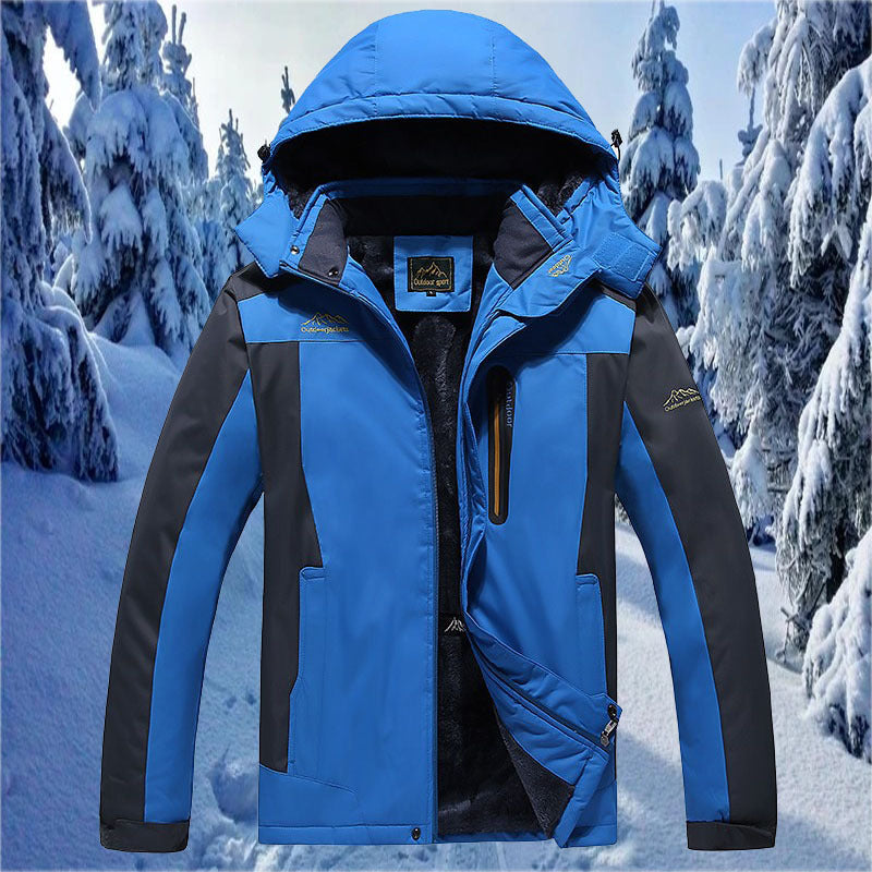 Herren nan wind- und wasserdichte Winter-Skijacke mit abnehmbarer Kapuze Thermofutter und verschweißten Nähten Drune