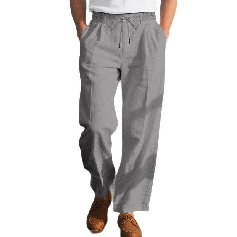 Herren lockere Sommerhose aus leichtem, atmungsaktiven Stoff mit Kordelzug Drune