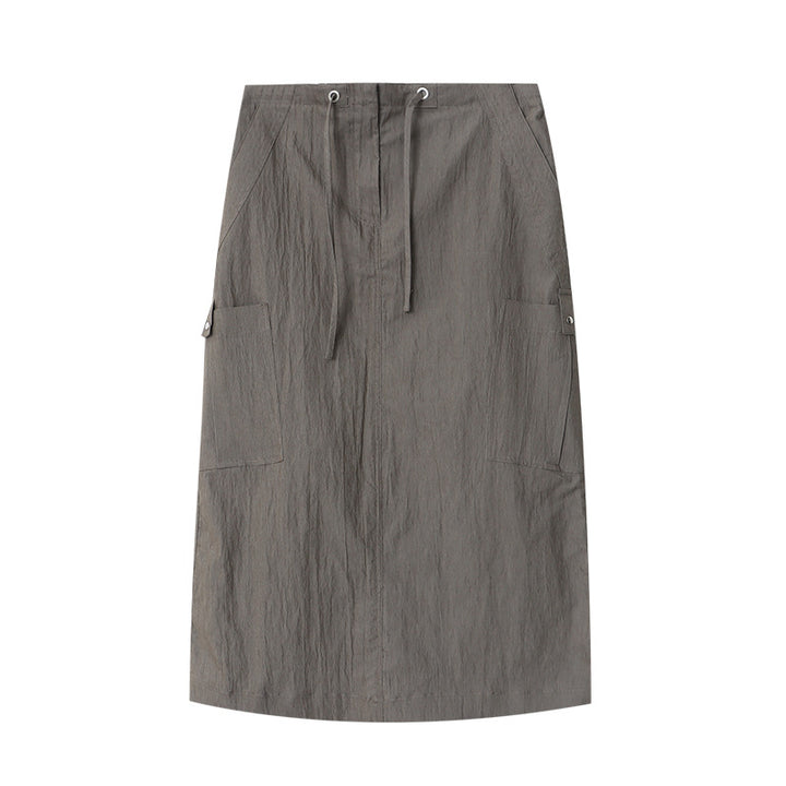 Damen vielseitiges Maxirock mit praktischen Taschen und elastischem Bund Drune