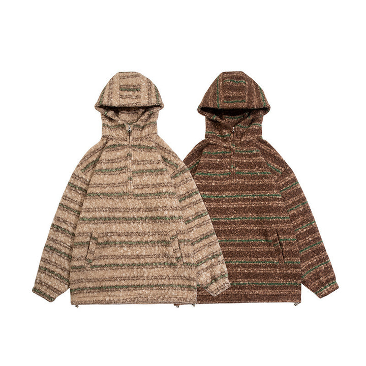 Unisex Strick-Hoodie im Oversize‑Cut mit halbem Reißverschluss Drune
