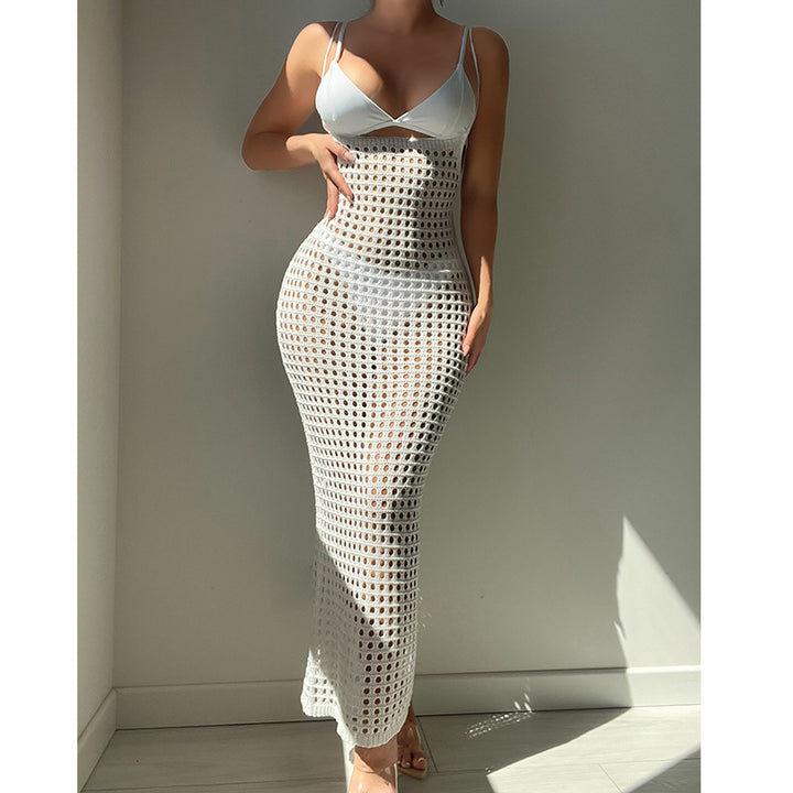Damen figurbetontes Häkelkleid mit transparentem Design Drune