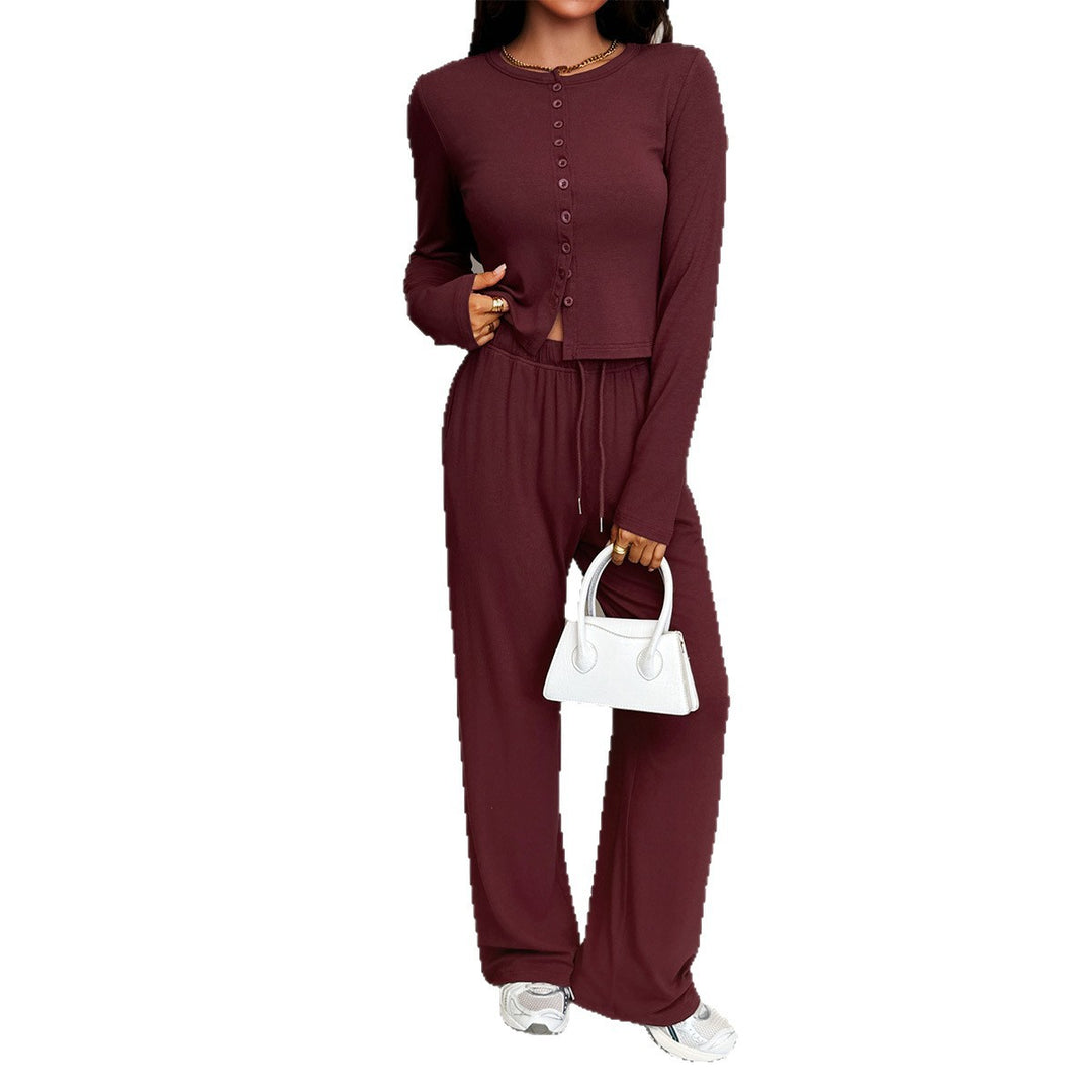 Damen nan cropped Kapuzen-Sweatjacke mit Tunnelzug und hochgeschnittener Palazzo-Hose Drune