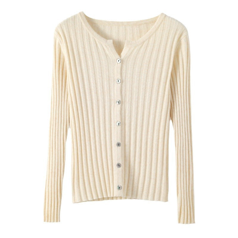 Damen Strickjacke mit feinem Rippmuster und eleganten Knopfdetails Drune