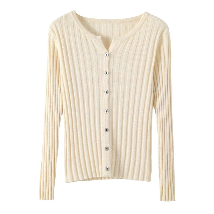 Damen Strickjacke mit feinem Rippmuster und eleganten Knopfdetails Drune
