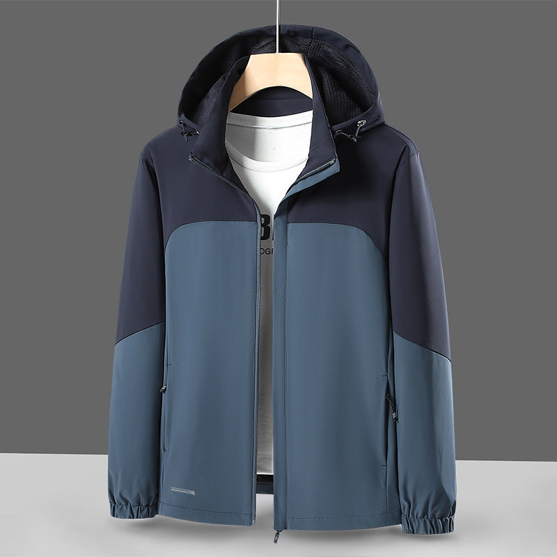 Herren Leichte Softshell-Windjacke mit Kapuze, wasserabweisender Membran und Reißverschlusstaschen Drune