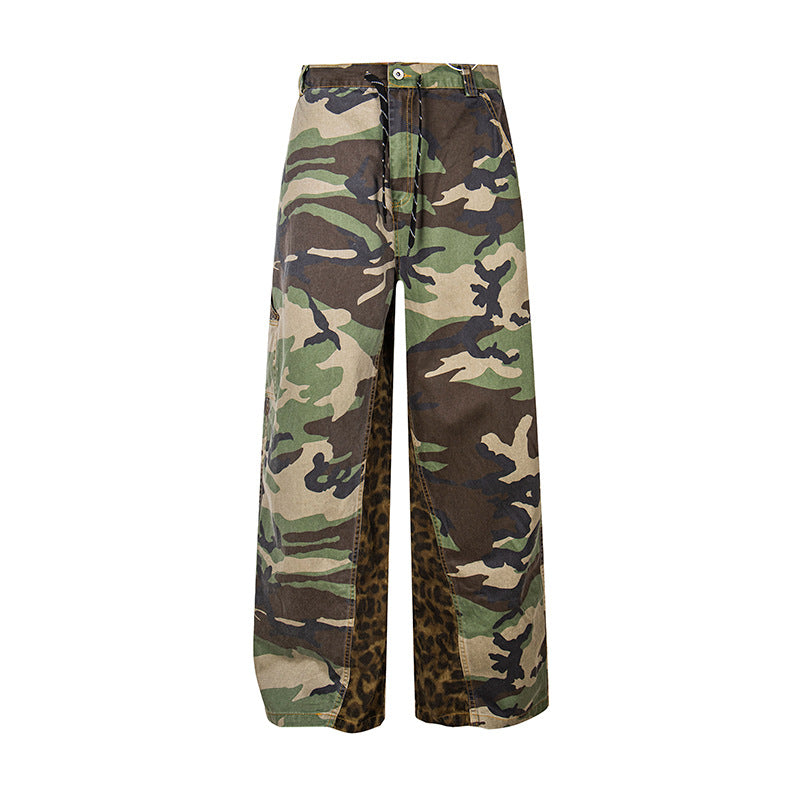 Damen Weite Cargo-Culottehose mit Camouflage-Print und Leoparden-Detail Drune