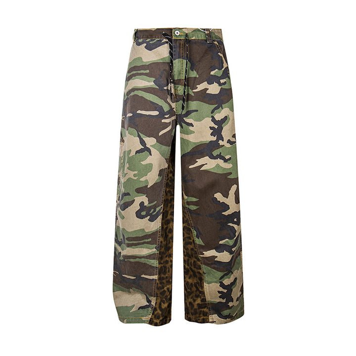 Damen Weite Cargo-Culottehose mit Camouflage-Print und Leoparden-Detail Drune