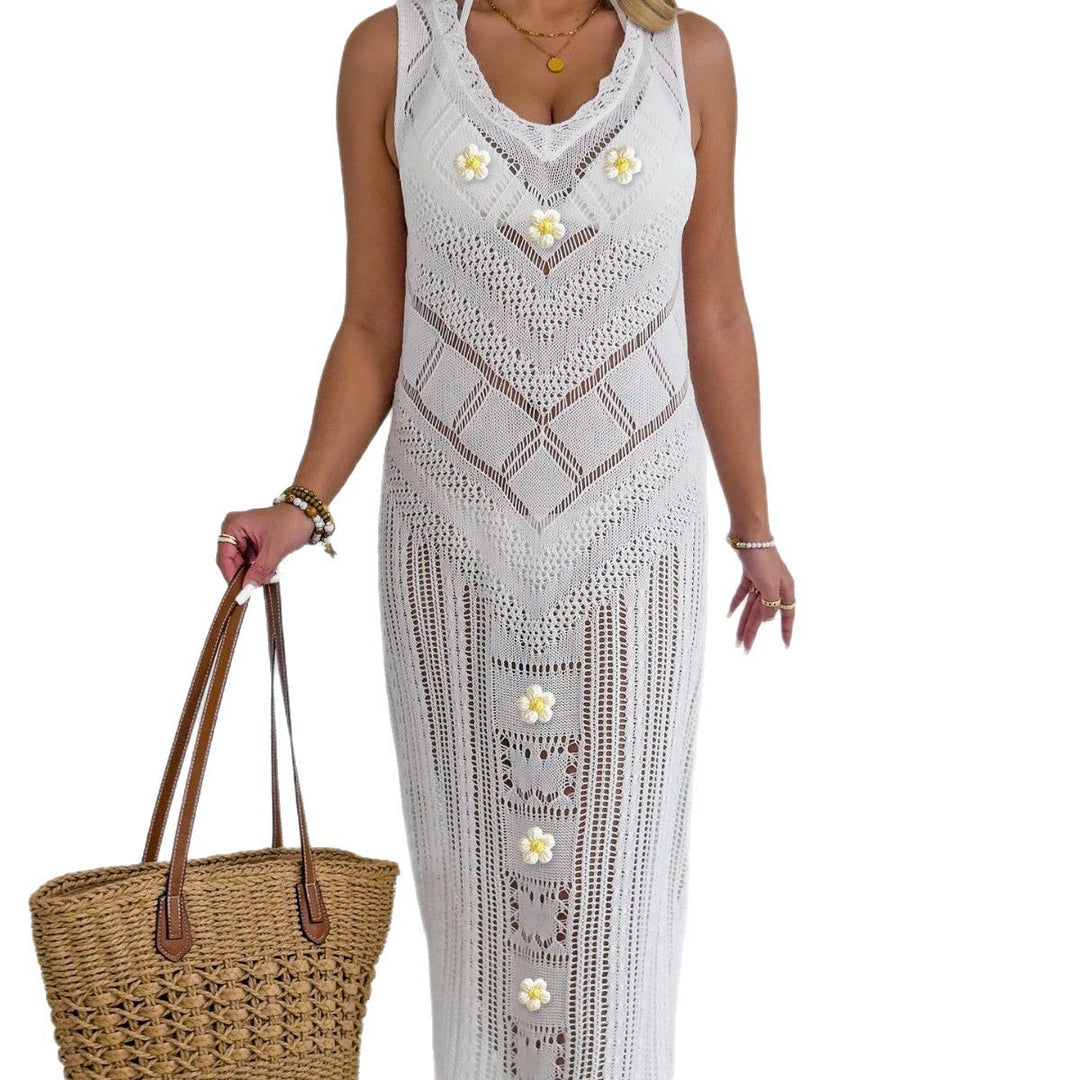 Damen Häkel-Kleid mit floralem Design Drune