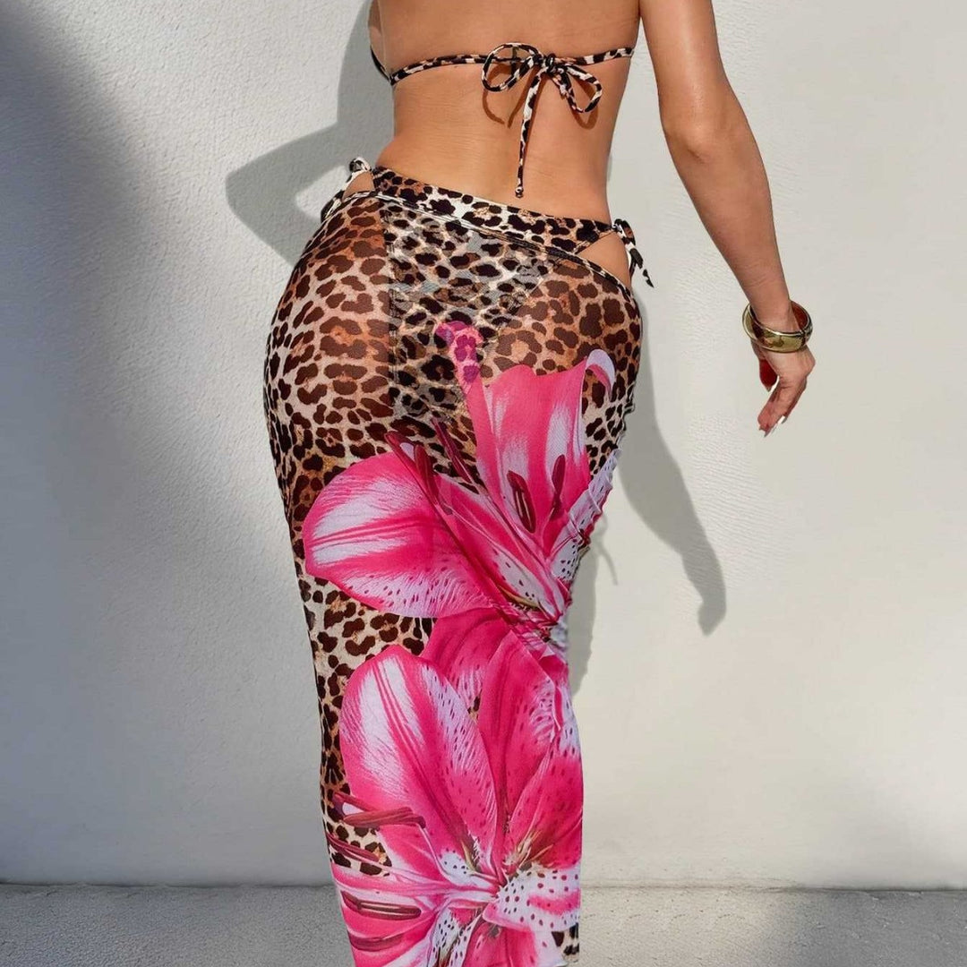 Damen Bikini-Set mit aufregendem Leoparden- und Blumenmuster Drune