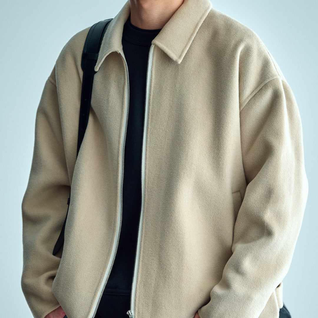 Herren Wolljacke mit Reißverschluss und weiter Passform Drune