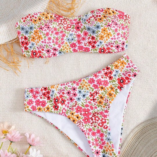 Damen Bandeau-Bikini mit elegantem Muster Drune