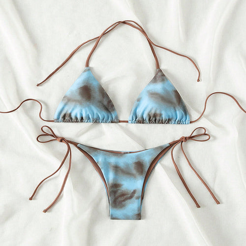 Damen Triangel-Bikini mit modischem Tie-Dye-Muster Drune