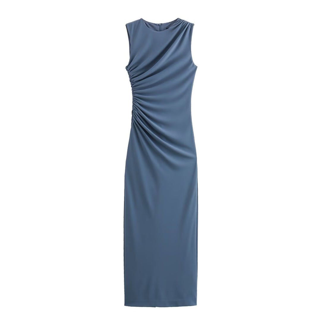 Damen elegantes Maxikleid mit raffinierten Drapierungen Drune